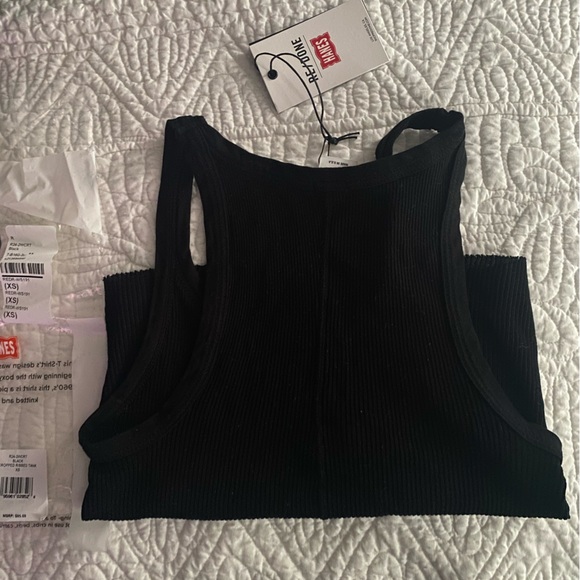 Re/Done X Hanes Crop Tank, made in USA, black, XS - Picture 12 of 15